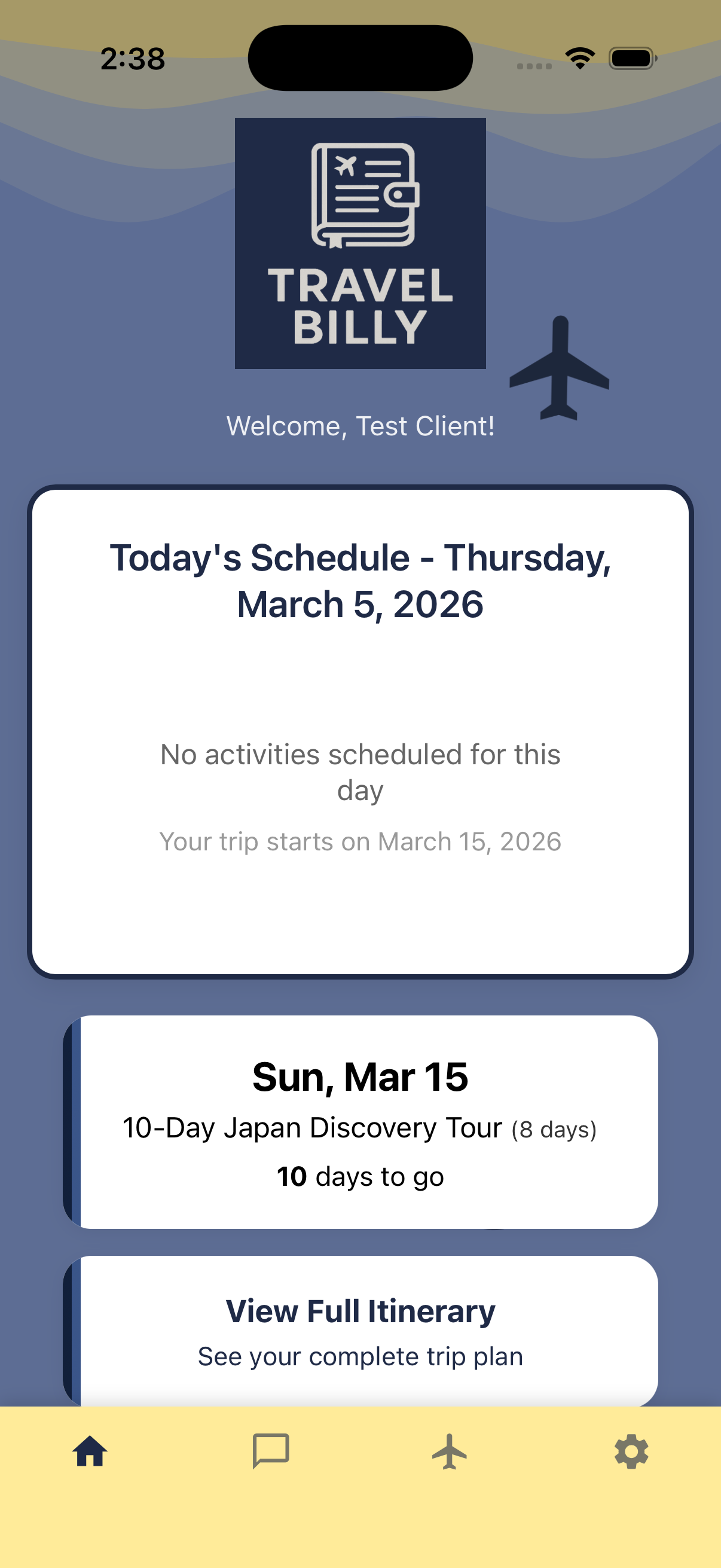 Travel Billy Dashboard
